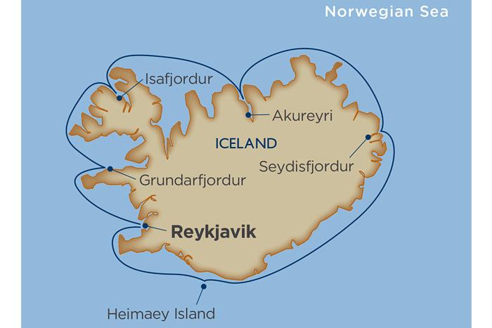 Windstar Around Iceland Cruise Itinerary Map
