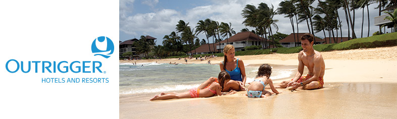 Family on beach, Outrigger Hawaii
