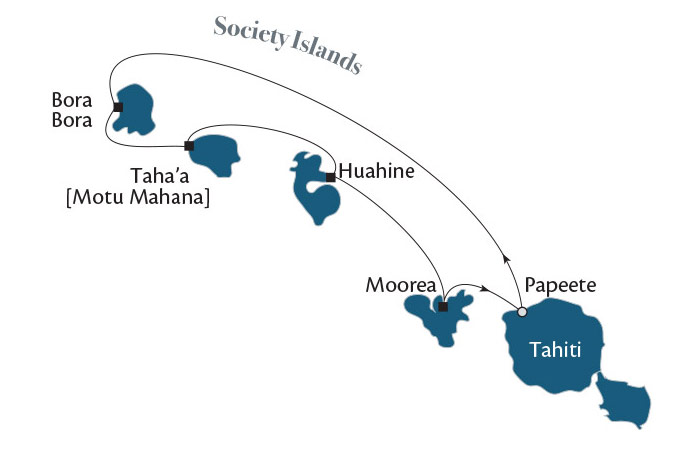 Tahiti & the Society Islands cruise map