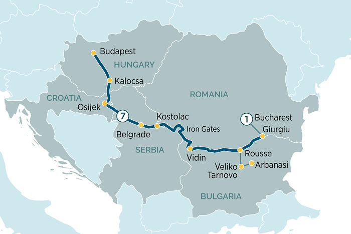 Emerald Cruises Enchantment of Eastern Europe Cruise Itinerary Map
